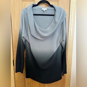 Fashion Bug Gradient Black and Gray Cowl Neck Sweater Sz 18/20